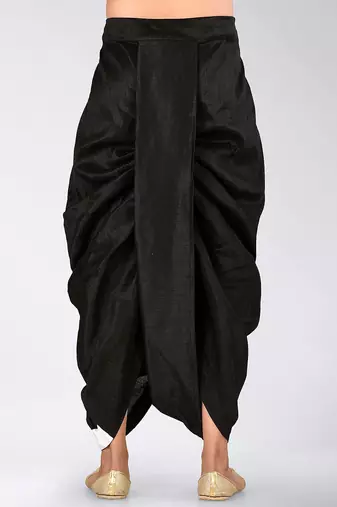 Black dupion art silk readymade dhoti with patch work