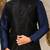 Navy blue dupon art silk kurta, jacket with matching dhoti