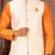 Mustard dupon art silk kurta, jacket with matching dhoti