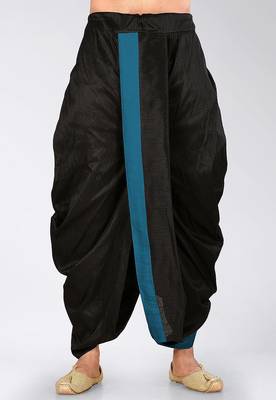 Black dupion art silk readymade dhoti with patch work 2