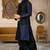 Navy blue dupon art silk kurta, jacket with matching dhoti