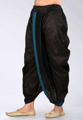 Black dupion art silk readymade dhoti with patch work 3