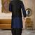 Navy blue dupon art silk kurta, jacket with matching dhoti