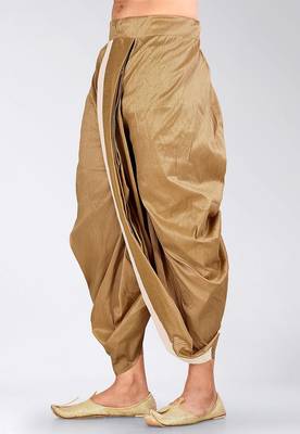 Gold dupion art silk readymade dhoti with patch work 3