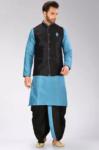 Firoza dupon art silk kurta, jacket with matching dhoti