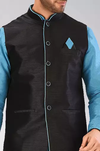 Firoza dupon art silk kurta, jacket with matching dhoti