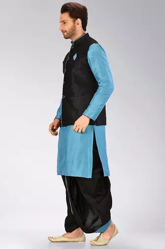 Firoza dupon art silk kurta, jacket with matching dhoti