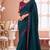 Teal chiffon embroidered party-wear-sarees with bridal embroiderd blouse