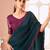 Teal chiffon embroidered party-wear-sarees with bridal embroiderd blouse