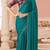 Turquoise chiffon embroidered party-wear-sarees with bridal embroiderd blouse