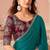 Turquoise chiffon embroidered party-wear-sarees with bridal embroiderd blouse