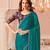 Turquoise chiffon embroidered party-wear-sarees with bridal embroiderd blouse