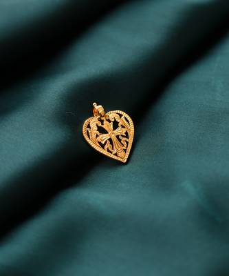 Gold-plated heart pendant with cross design 1