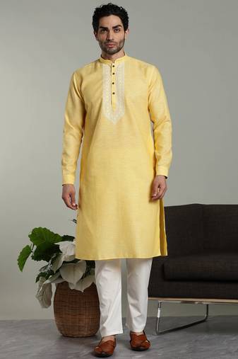 Arruga sylish cotton linen embroidery kurta pyjama