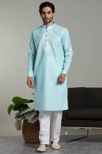 Arruga sylish cotton linen embroidery kurta pyjama