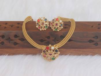 Matte finish navaratna necklace set 1