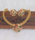 Matte finish navaratna necklace set