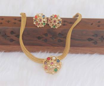 Matte finish navaratna necklace set 2