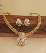 Matte finish ganesha necklace set