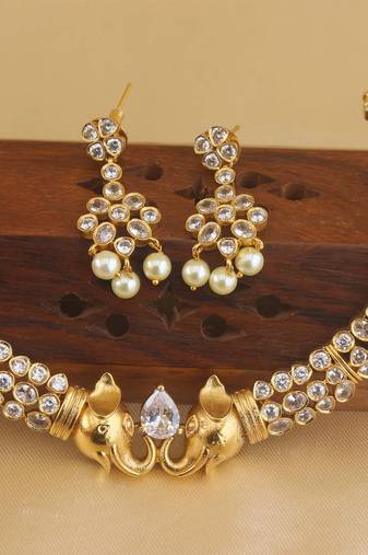 Matte finish elephant stone necklace  set