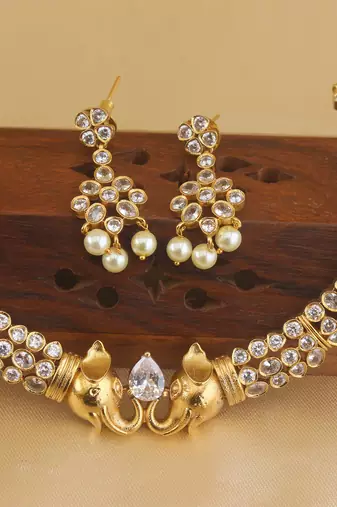 Matte finish elephant stone necklace  set