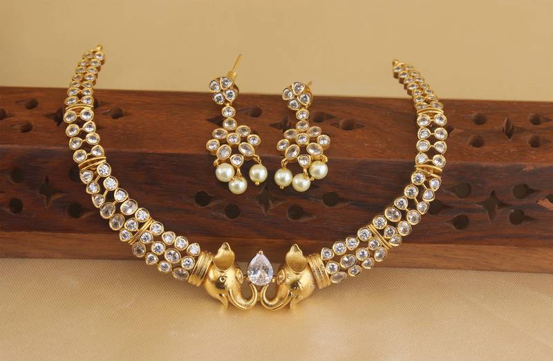 Matte finish elephant stone necklace  set