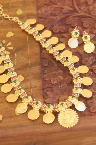 Kerala style kasu necklace set