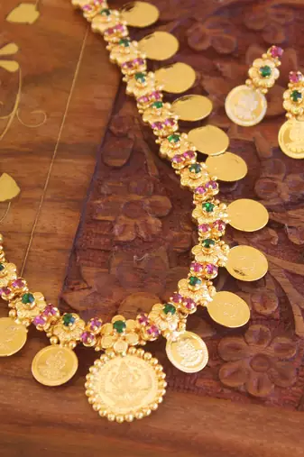 Kerala style kasu necklace set