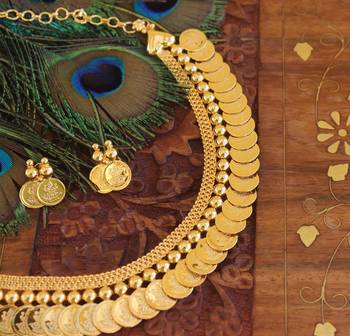 Kerala style kasu gold plated necklace set 2