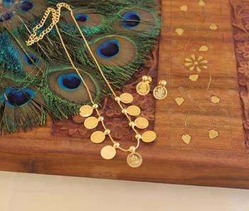 Kerala style gold plated kasu necklace set 1