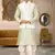 Sea green dupon art silk kurta, jacket with matching dhoti