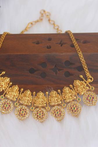 Matte finish temple stone necklace