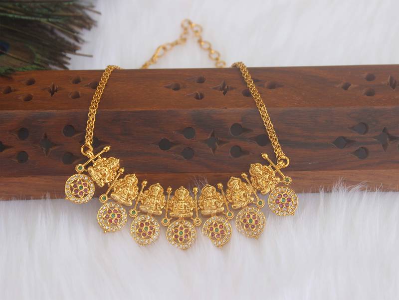 Matte finish temple stone necklace