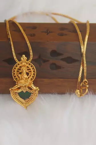 Kerala style gold plated temple palakka necklace