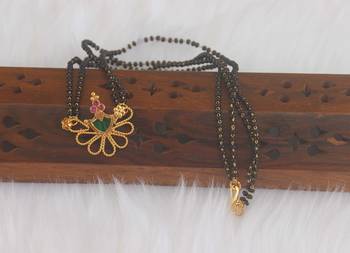 Gold plated kerala style black beads necklace 1