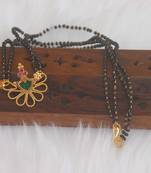 Gold plated kerala style black beads necklace