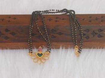 Gold plated kerala style black beads necklace 2