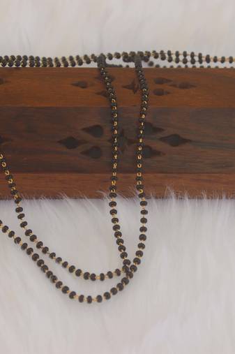 Gold plated black beads necklace