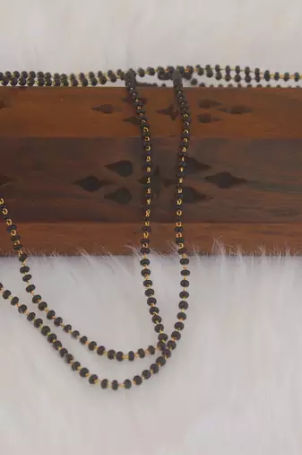 Gold plated black beads necklace