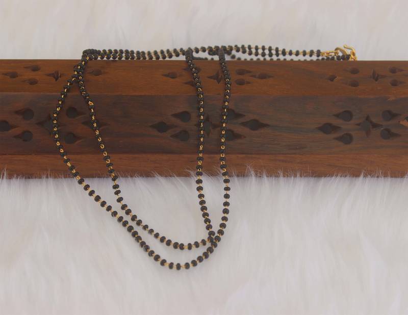 Gold plated black beads necklace