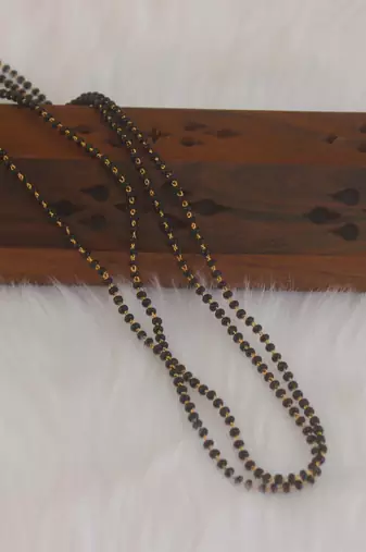 Gold plated black beads necklace