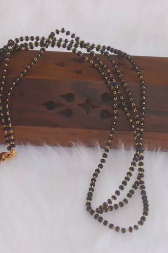 Gold plated black beads necklace