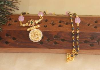 Gold plated kasu black beads necklace 2