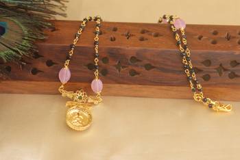 Gold plated kasu black beads necklace 4