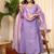 Aaysa floral embroidered purple v-neck chanderi a-line kurta with trouser & dupatta