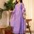Aaysa floral embroidered purple v-neck chanderi a-line kurta with trouser & dupatta
