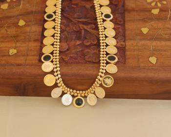 Gold plated kerala style kasu palakka necklace 2