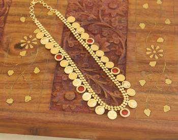 Gold plated kerala style kasu palakka necklace 2