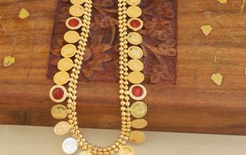 Gold plated kerala style kasu palakka necklace 3