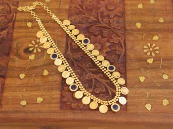 Gold plated kerala style kasu palakka necklace 1